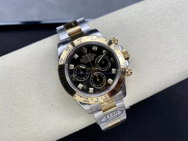 클린공장 롤렉스 데이토나 크로노그래프 블랙 다이얼 8P다이아 YG 콤비 40mm 116503