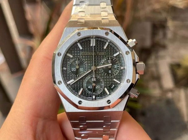 APS공장 오데마피게 로열오크 크로노그래프 그린 텍스처 다이얼 스틸 SS 브레이슬릿 41mm 26240ST