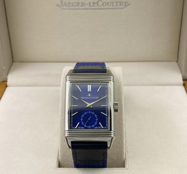 MG공장 예거 르쿨트르 리베르소 Tribute Monoface Small Seconds 블루 다이얼 브레이디드/가죽 스트랩 Q397848J
