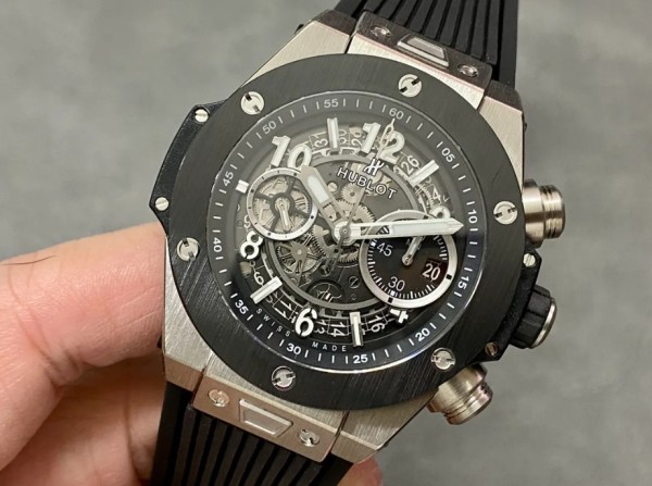 BBF공장 위블로 빅뱅 유니코 크로노그래프 스켈레톤 다이얼 스틸 블랙 러버 스트랩 42mm