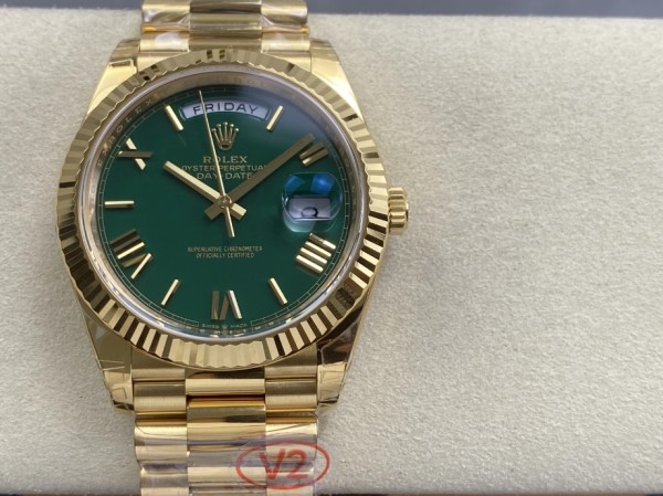 VS공장 롤렉스 데이데이트 그린 로만 다이얼 YG 금통 40mm 228238
